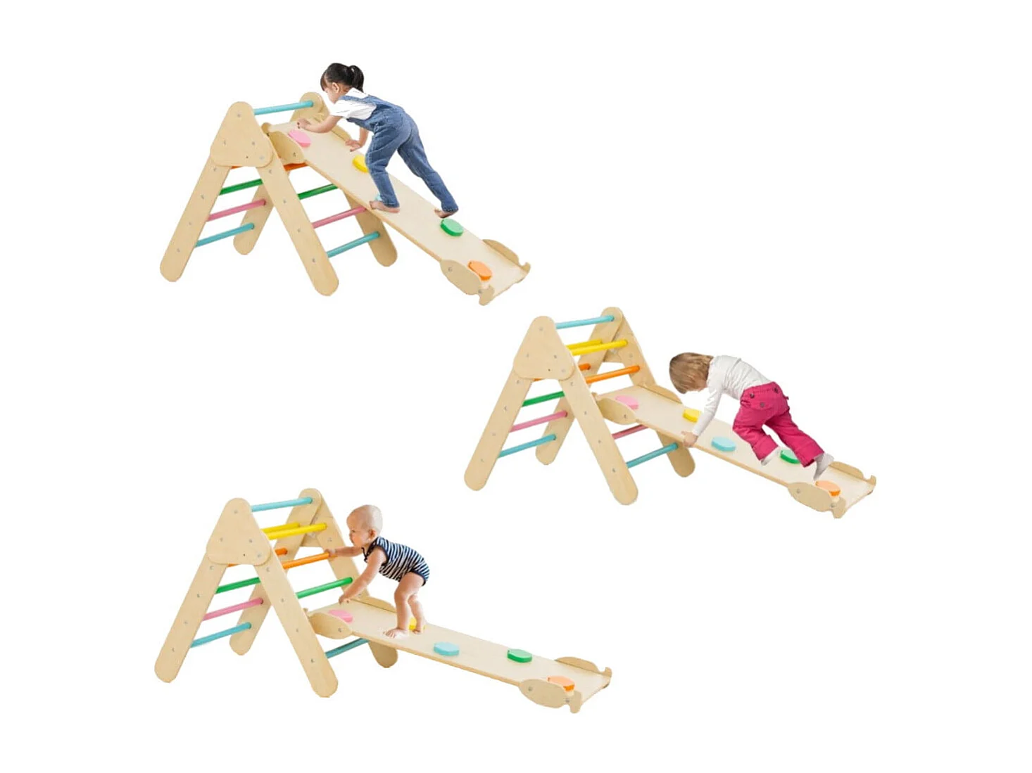 Set 3 giocattoli da arrampicata per bambini 1+ anni con triangolo arco salita, Set di arrampicata Colorato
