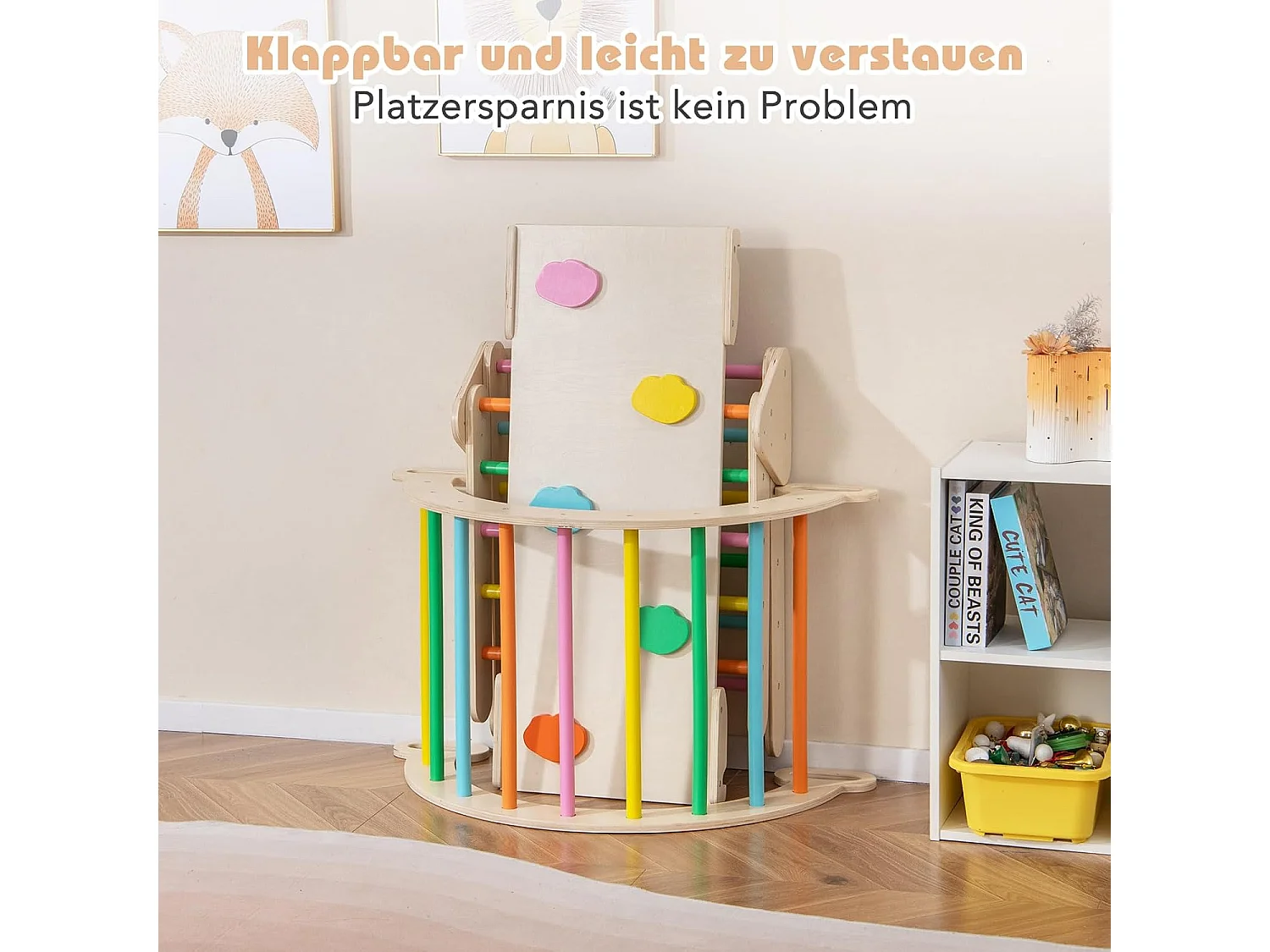 Drewniany Plac zabaw Trójkąt wspinaczkowy 3w1 kolorowy
