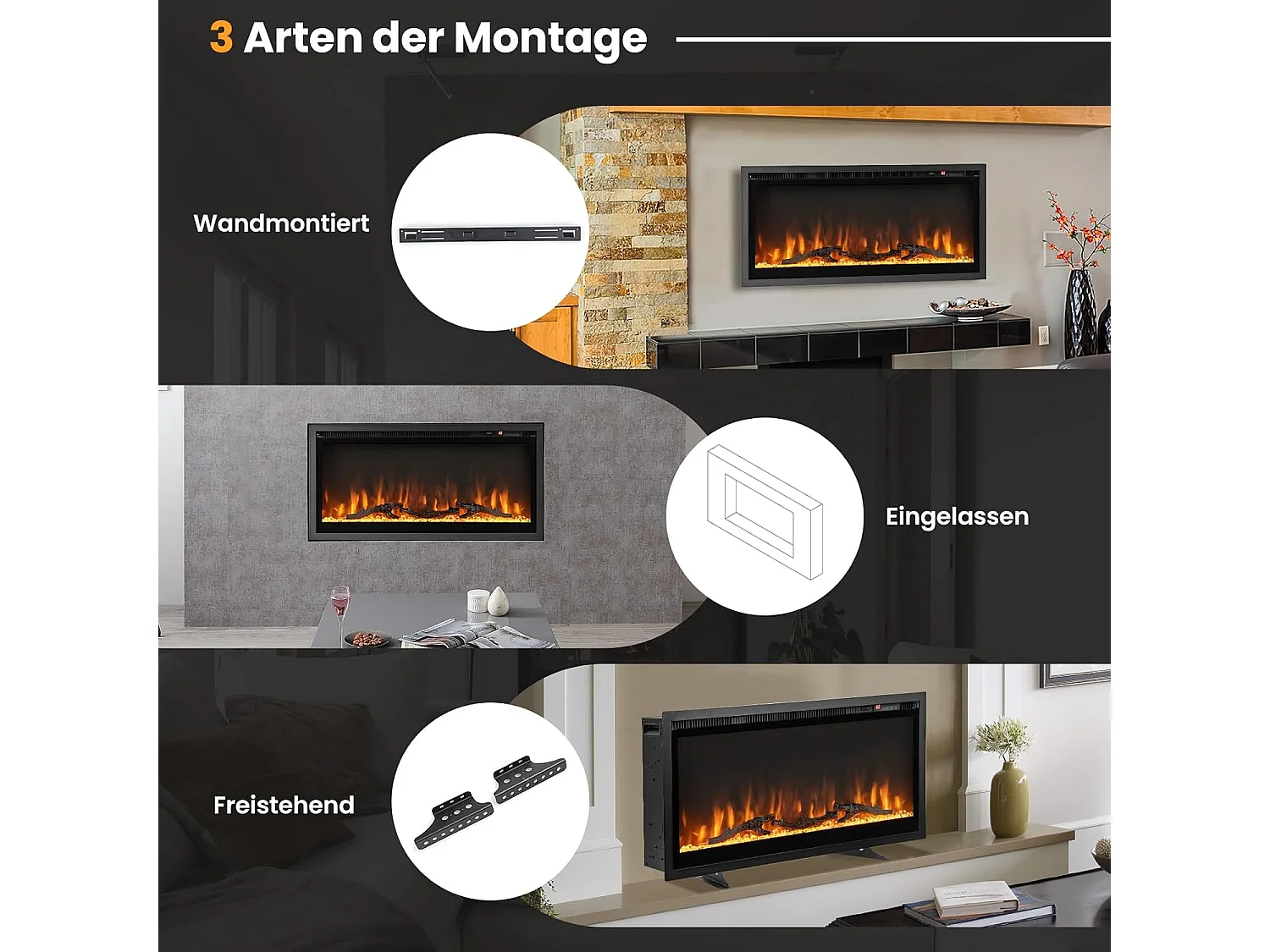 Elektrokamin mit Touchscreen +8H Timer