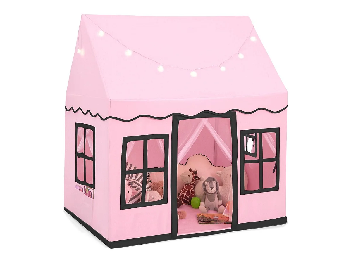 Casetta-tenda rosa con finestre per i bambini
