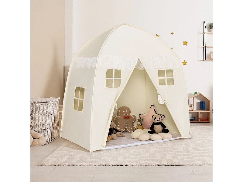 Tente de Jeu pour Enfants 3 Ans + avec Tapis Antidérapant et Sac de Transport Blanc