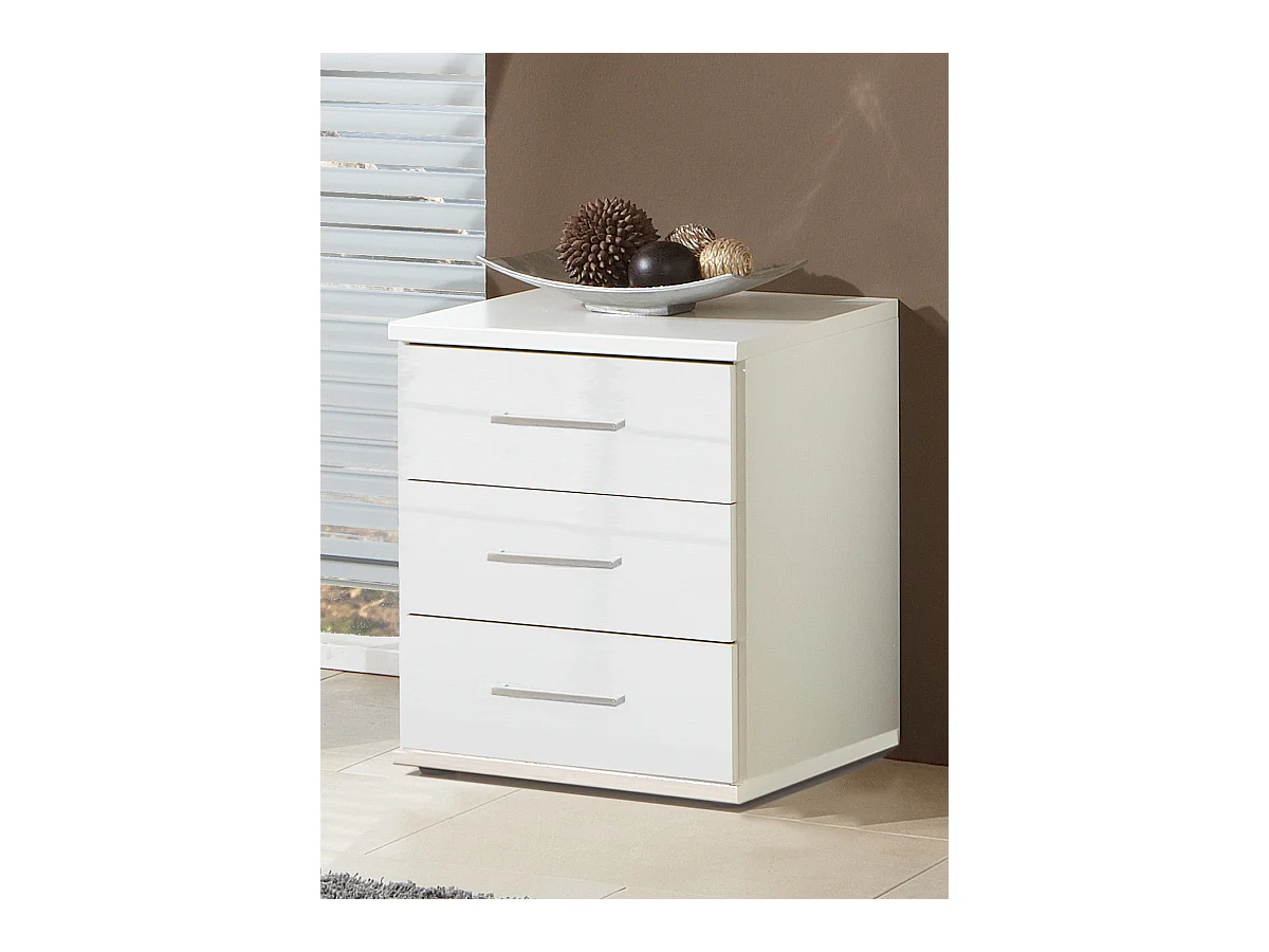 Commode à tiroirs, meuble de rangement coloris blanc cassé, blanc - L. 46 x H. 58 x P. 40 cm 