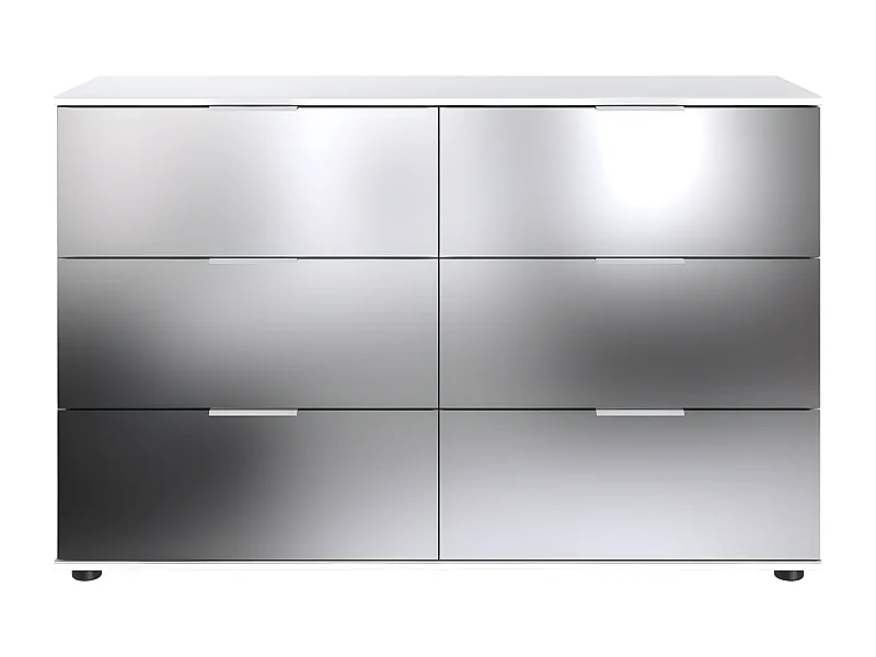 Commode à tiroirs, meuble de rangement coloris blanc  - L. 130 x H. 83 x P. 41 cm