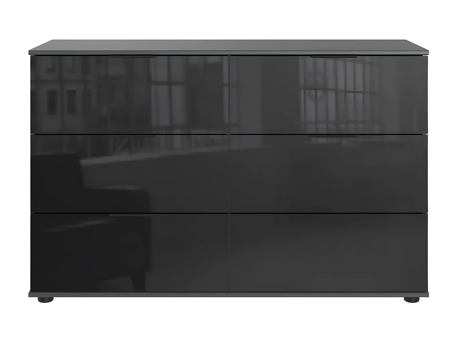 Commode à tiroirs, meuble de rangement coloris Graphite, noir -  L. 130 x H. 83 x P. 41 cm