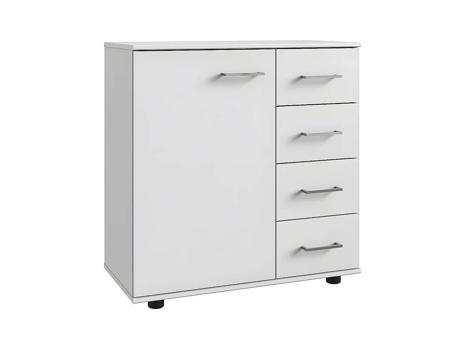Commode combinée, meuble de rangement coloris Blanc  - L. 81 x H. 83 x P. 41cm