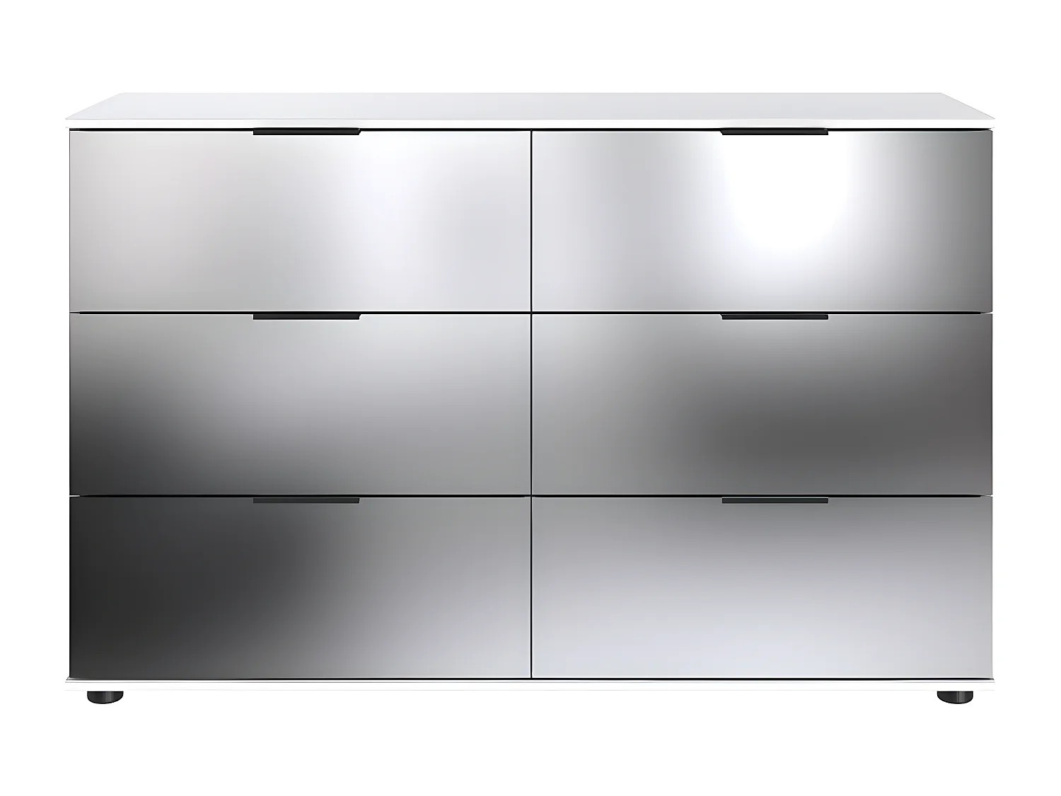 Commode à tiroirs, meuble de rangement coloris Blanc, noir -  L. 130 x H. 83 x P. 41 cm