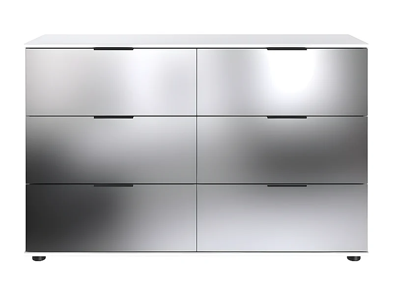 Commode à tiroirs, meuble de rangement coloris Blanc, noir -  L. 130 x H. 83 x P. 41 cm