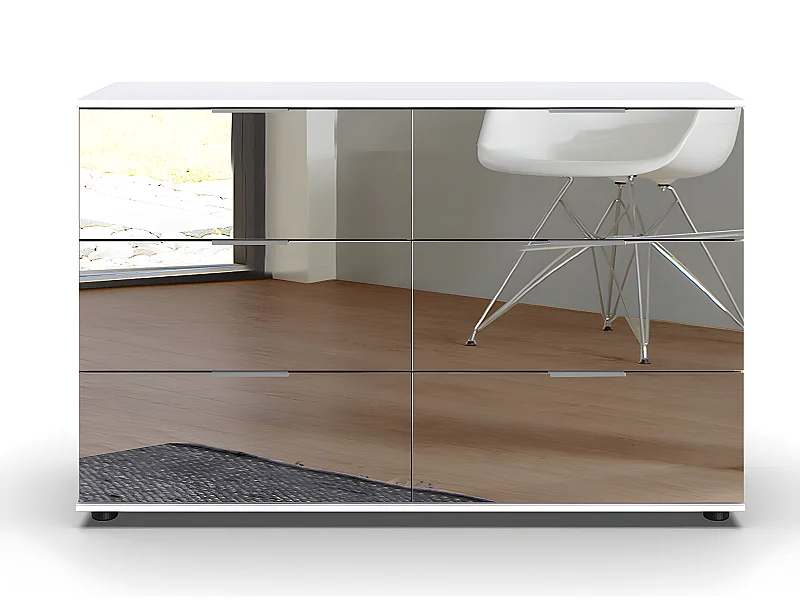 Commode à tiroirs, placard coloris blanc - L. 130 x H. 83 x P. 41 cm