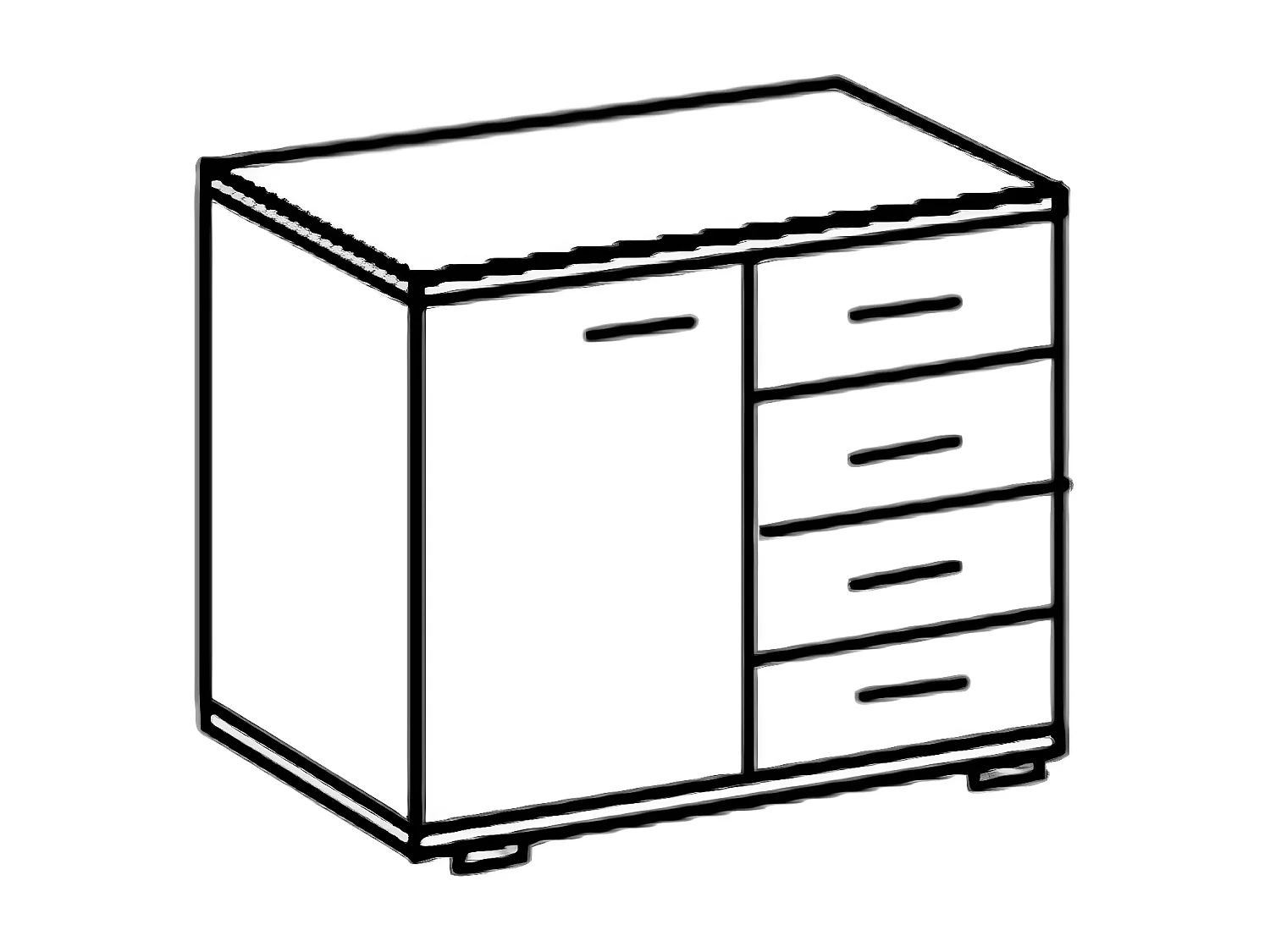 Commode combinée, meuble de rangement coloris Imitation chêne - L.  81 x H. 83 x P. 41 cm