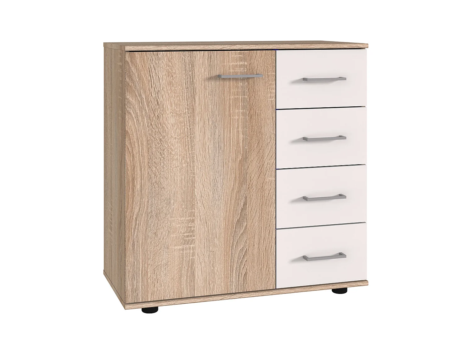 Commode combinée, meuble de rangement coloris Imitation chêne - L.  81 x H. 83 x P. 41 cm