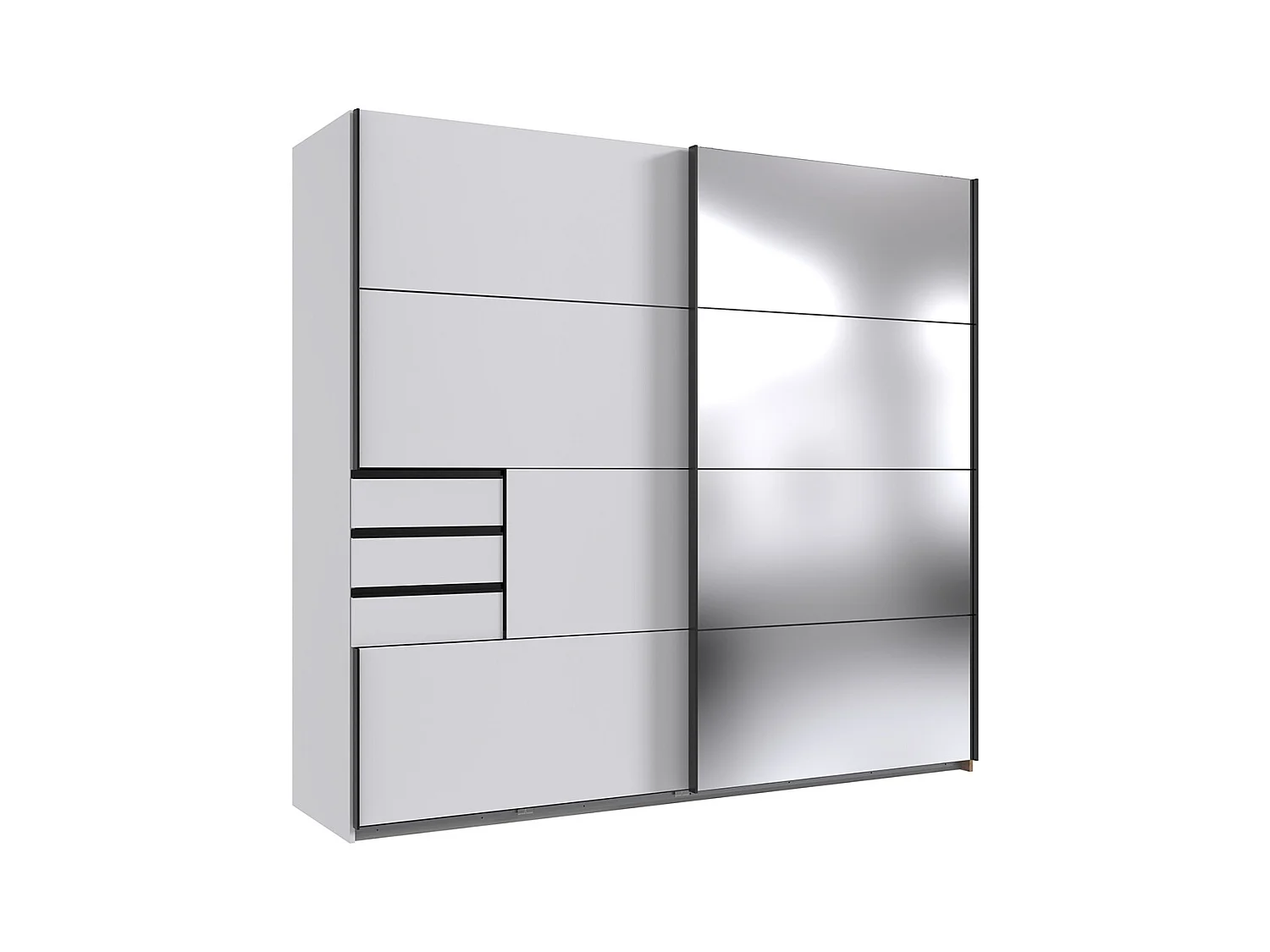 Armoire avec portes coulissantes, meuble de rangement coloris blanc, noir
