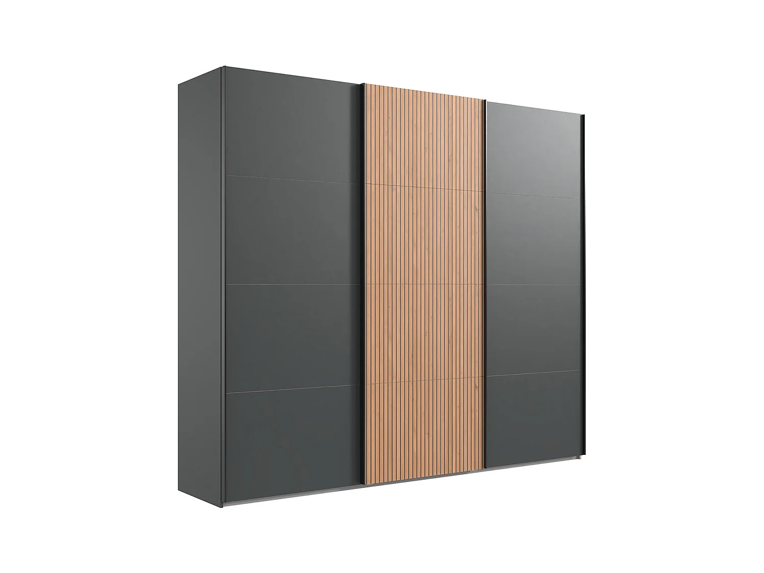 Armoire à portes coulissantes coloris graphite, imitation chêne Artisan