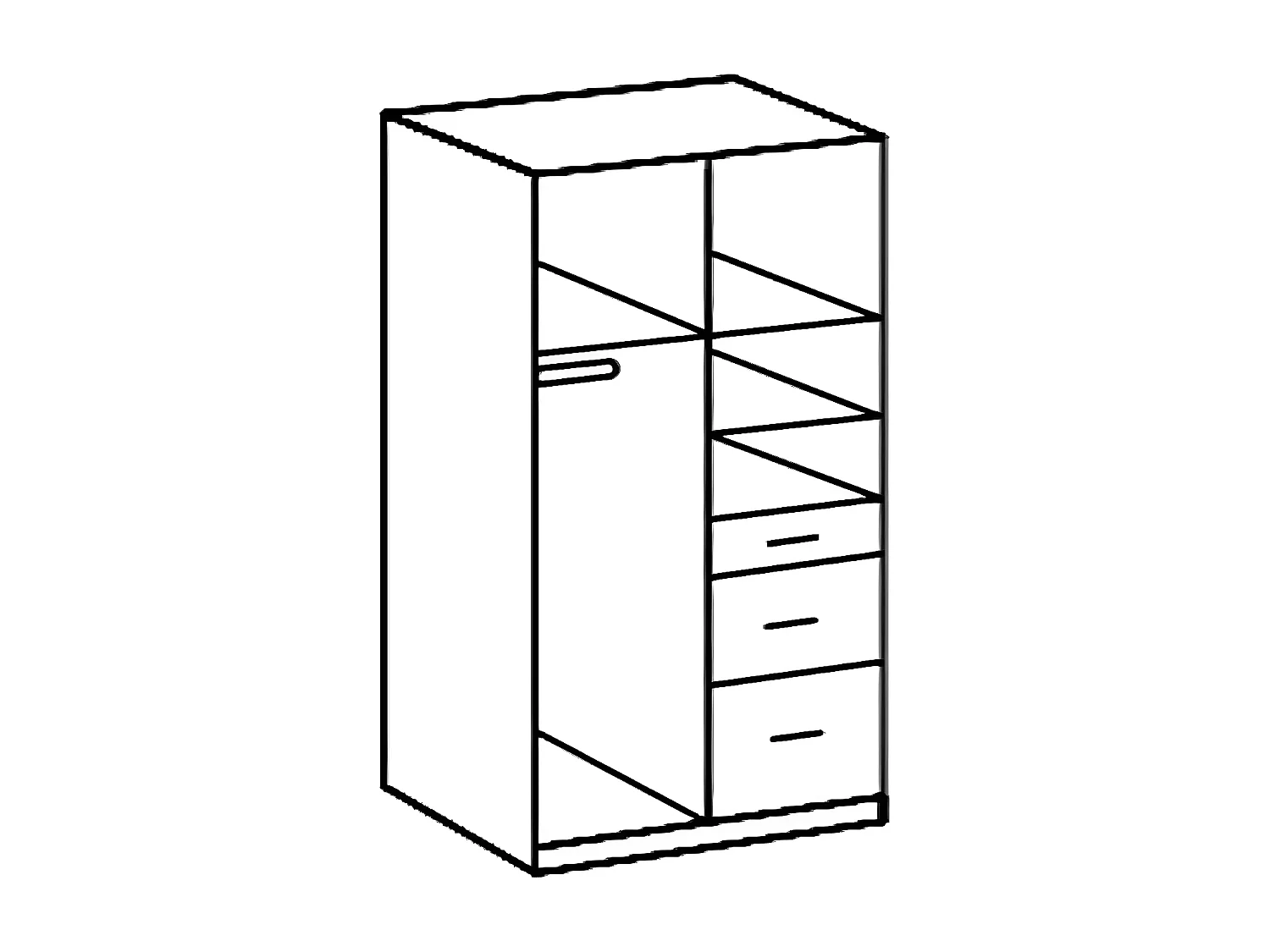 Armoire Placard, meuble de rangement avec miroir coloris blanc cassé, blanc