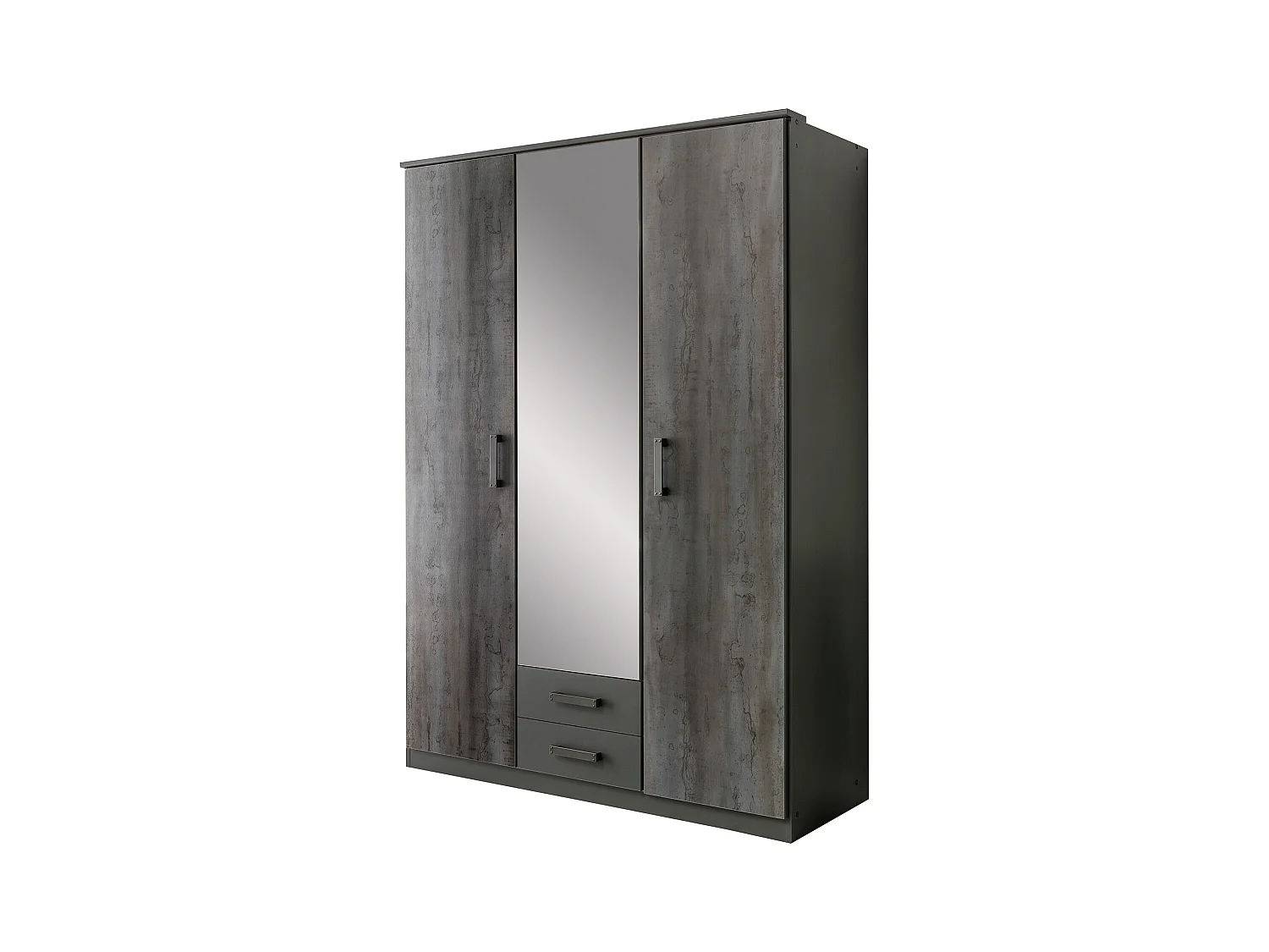 Armoire, meuble de rangement coloris Graphite - L. 135 x H. 199 x P. 58 cm 