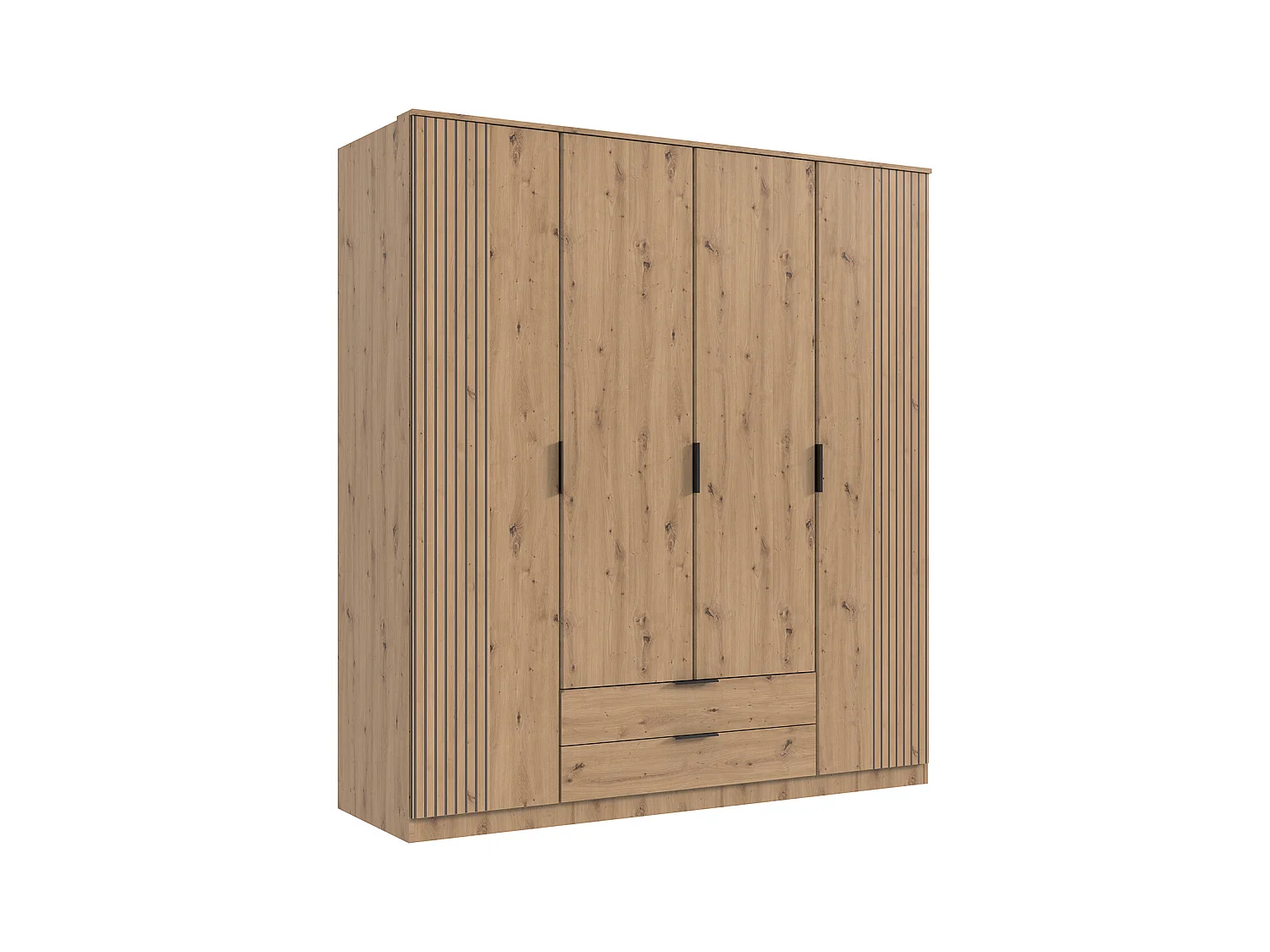 Armoire avec corniche, placard coloris rechampis imitation chêne artisan