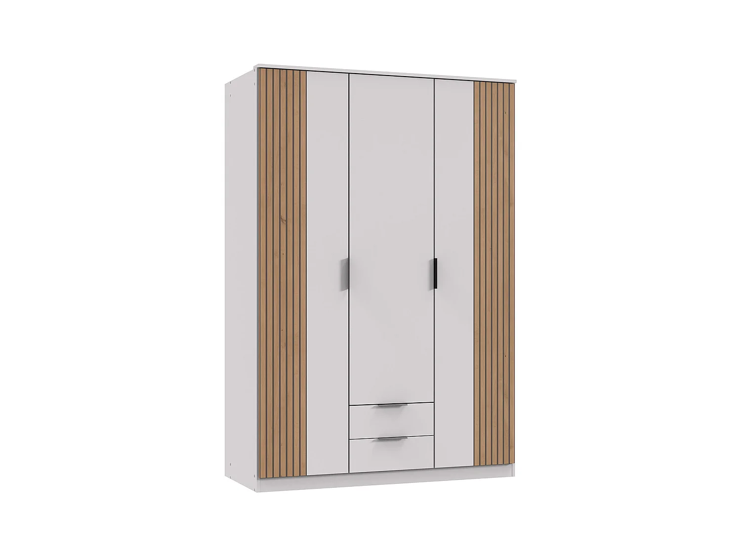 Armoire, meuble de rangement coloris blanc, rechampis imitation chêne Artisan