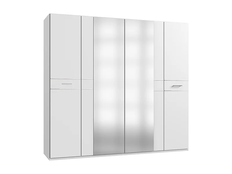 Armoire Placard, meuble de rangement avec 2 miroirs coloris Blanc + verre chrome