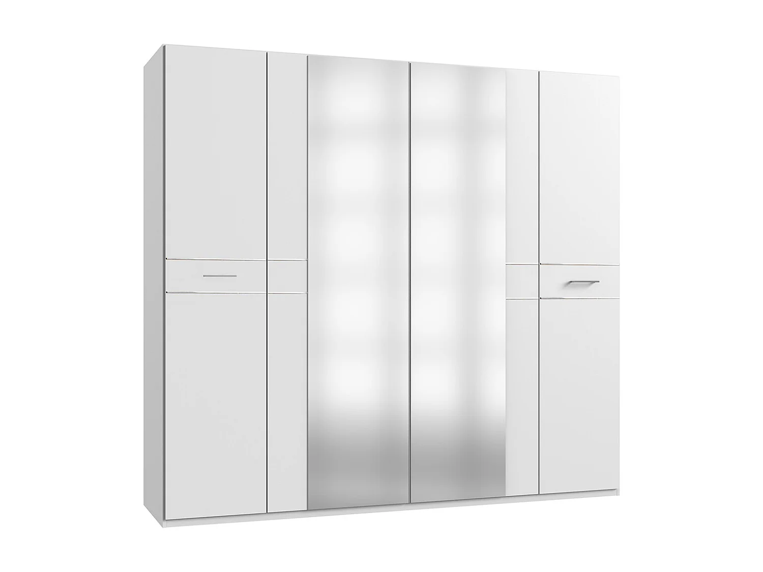 Armoire Placard, meuble de rangement avec 2 miroirs coloris Blanc + verre chrome