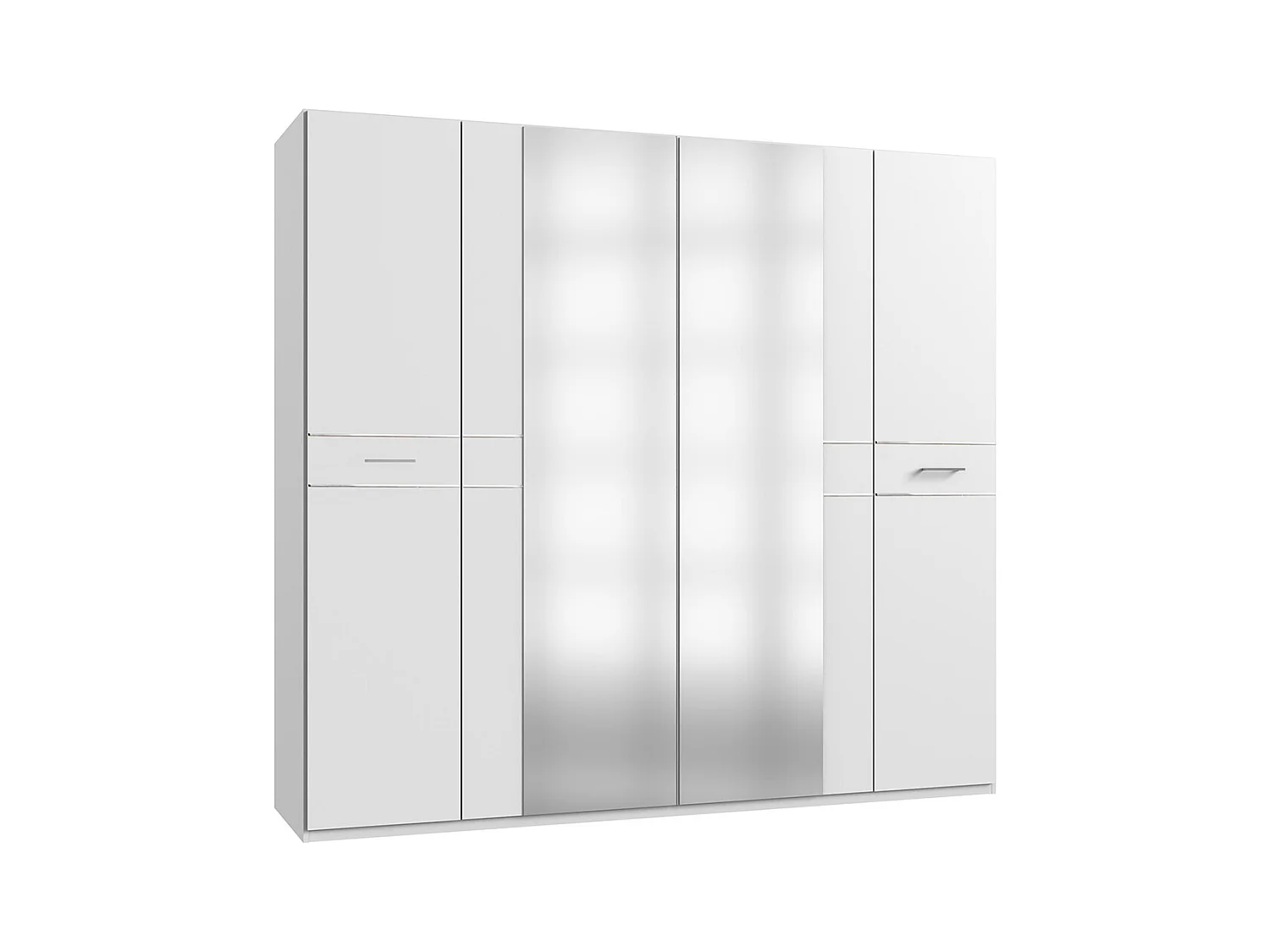 Armoire Placard, meuble de rangement avec 2 miroirs coloris Blanc + verre chrome