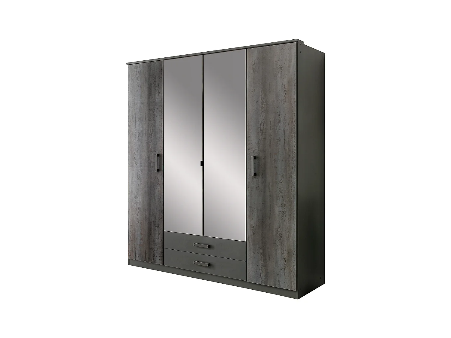 Armoire, meuble de rangement coloris Graphite - L. 180 x H. 199 x P. 58 cm 