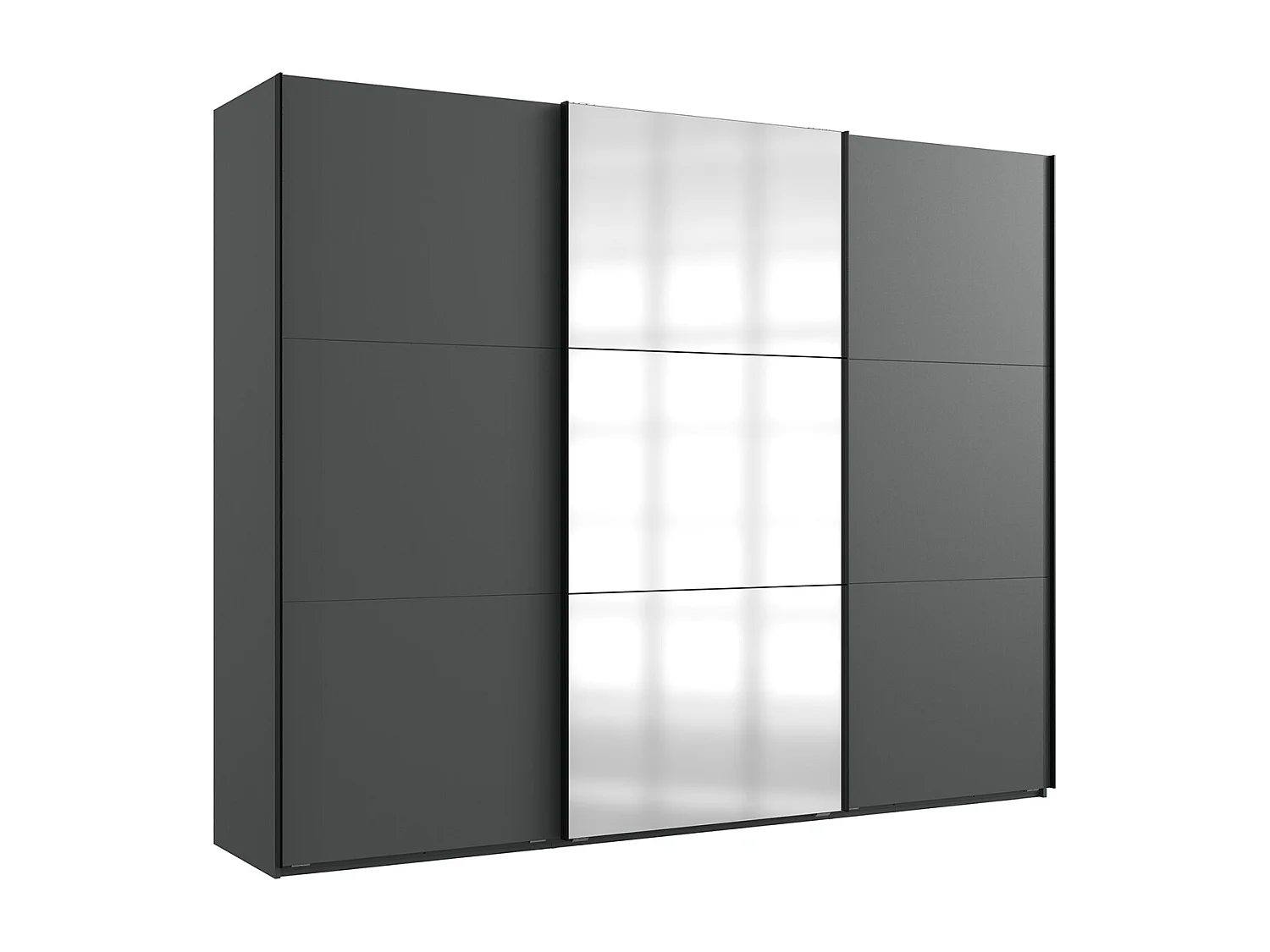 Armoire à portes coulissantes, meuble de rangement avec miroir coloris graphite