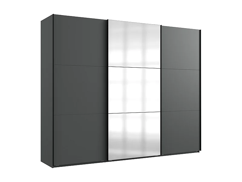 Armoire à portes coulissantes, meuble de rangement avec miroir coloris graphite