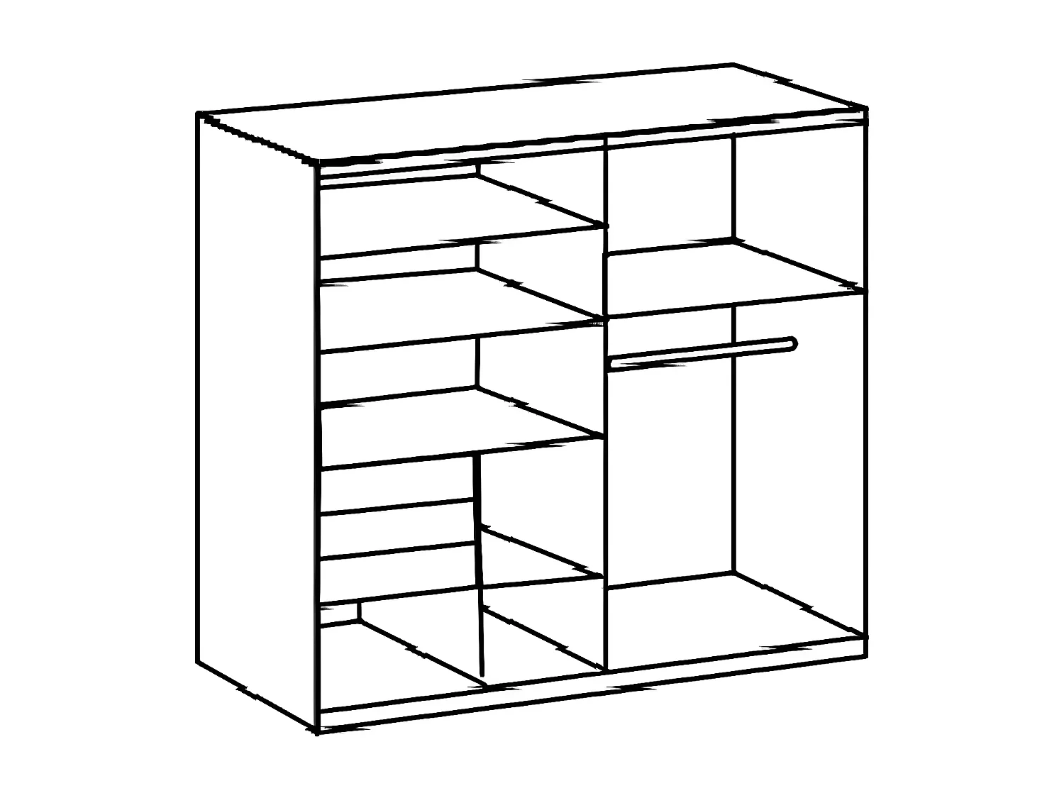 Armoire, meuble de rangement coloris graphite, rechampis imitation chêne