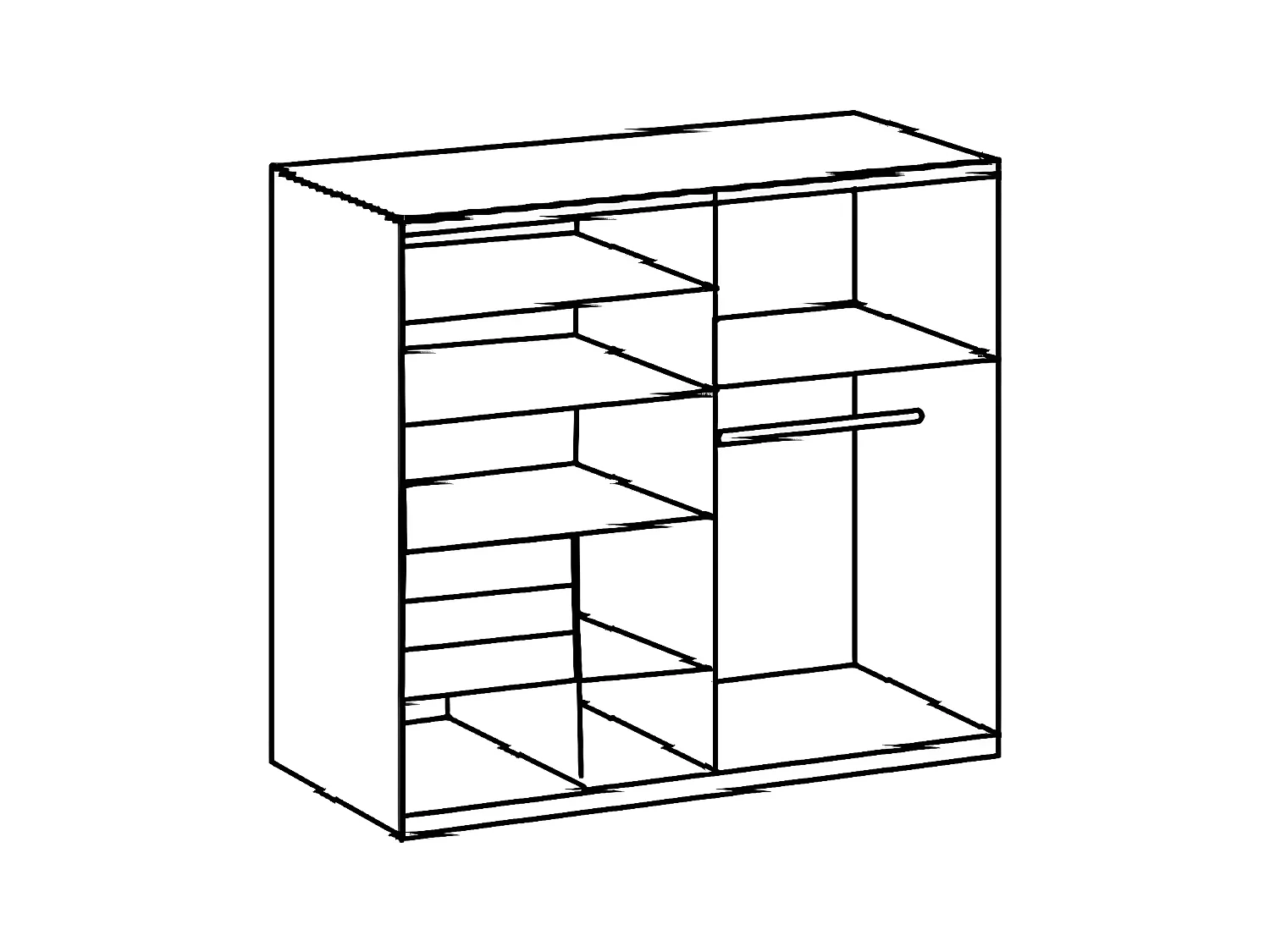 Armoire, meuble de rangement coloris graphite, rechampis imitation chêne