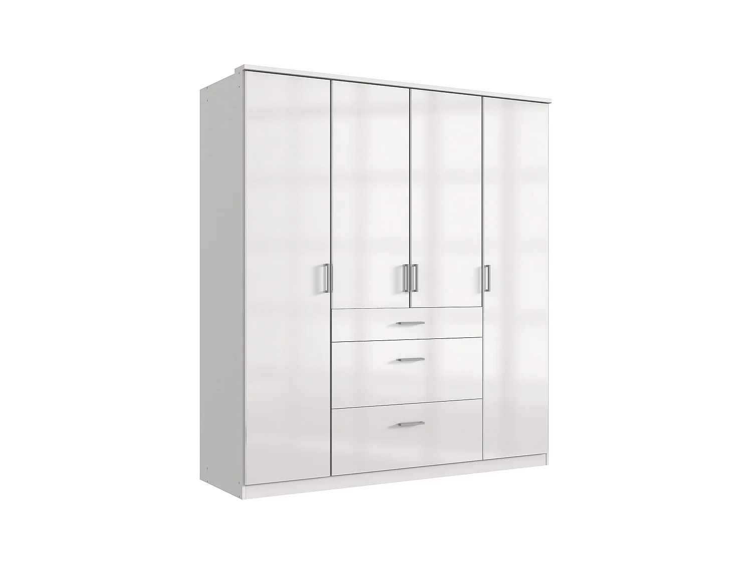 Armoire placard, meuble de rangement coloris blanc cassé, blanc - L. 179 x H. 199 x P. 58 cm 
