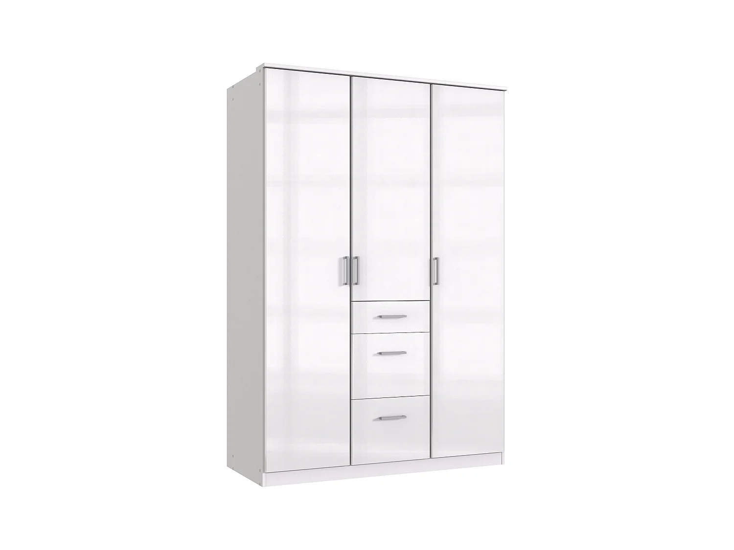 Armoire placard, meuble de rangement coloris blanc cassé, blanc - L. 135 x H. 199 x P. 58 cm 