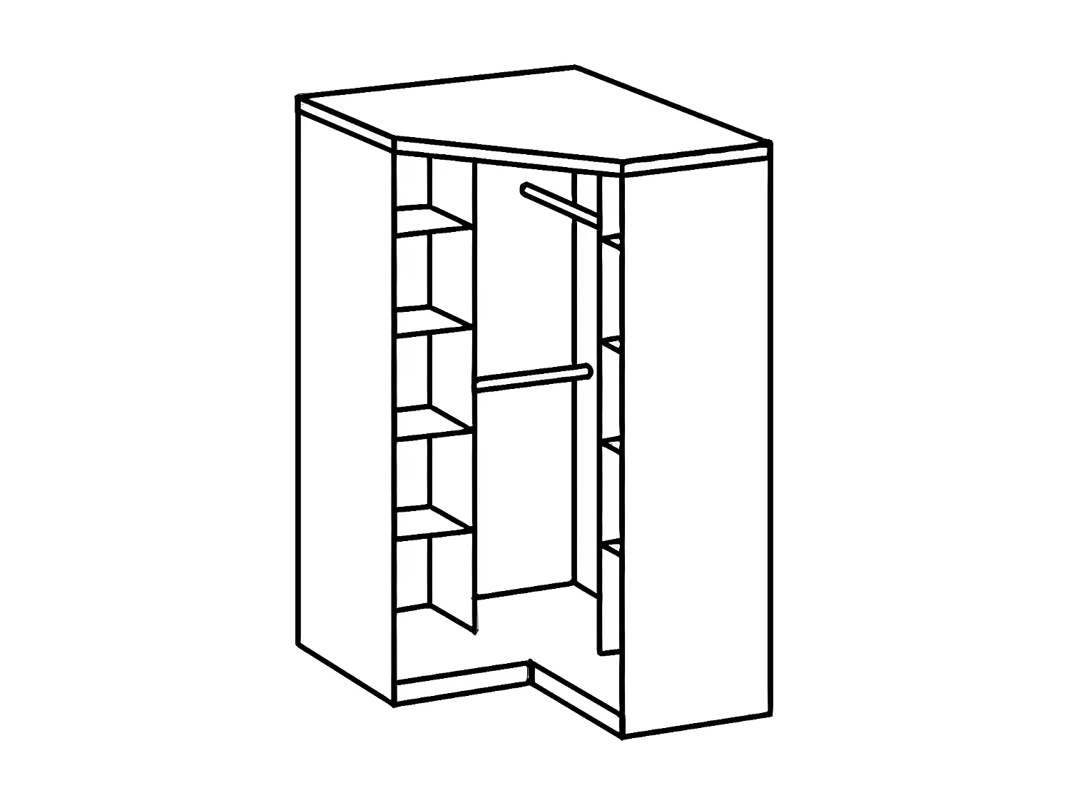 Armoire d‘angle, meuble de rangement coloris blanc cassé, blanc - L. 95 x H. 198 x P. 95 cm 