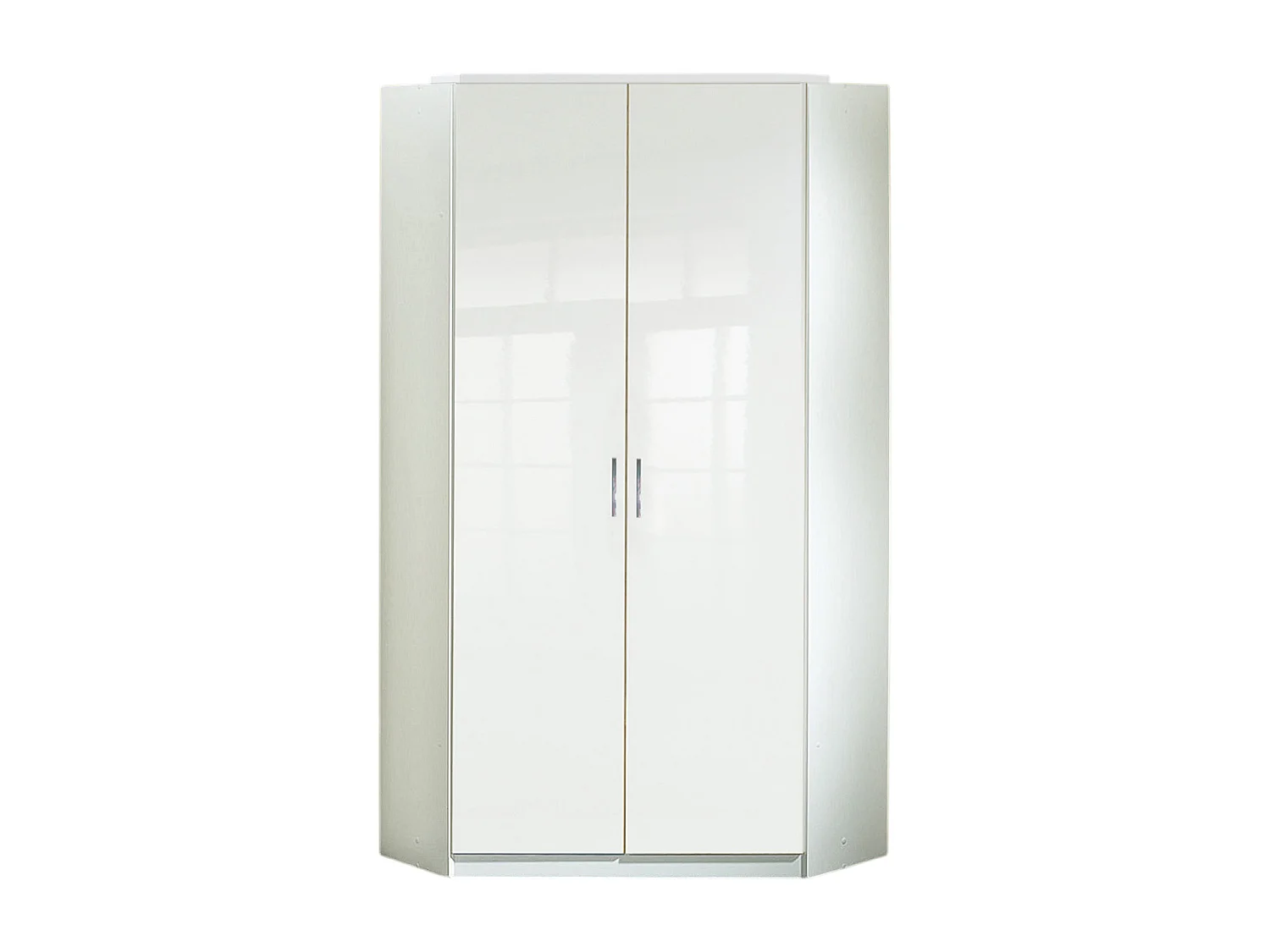 Armoire d‘angle, meuble de rangement coloris blanc cassé, blanc - L. 95 x H. 198 x P. 95 cm 