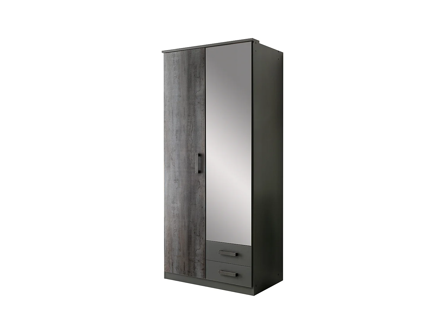 Armoire, meuble de rangement coloris Graphite - L. 90 x H. 199 x P. 58 cm 