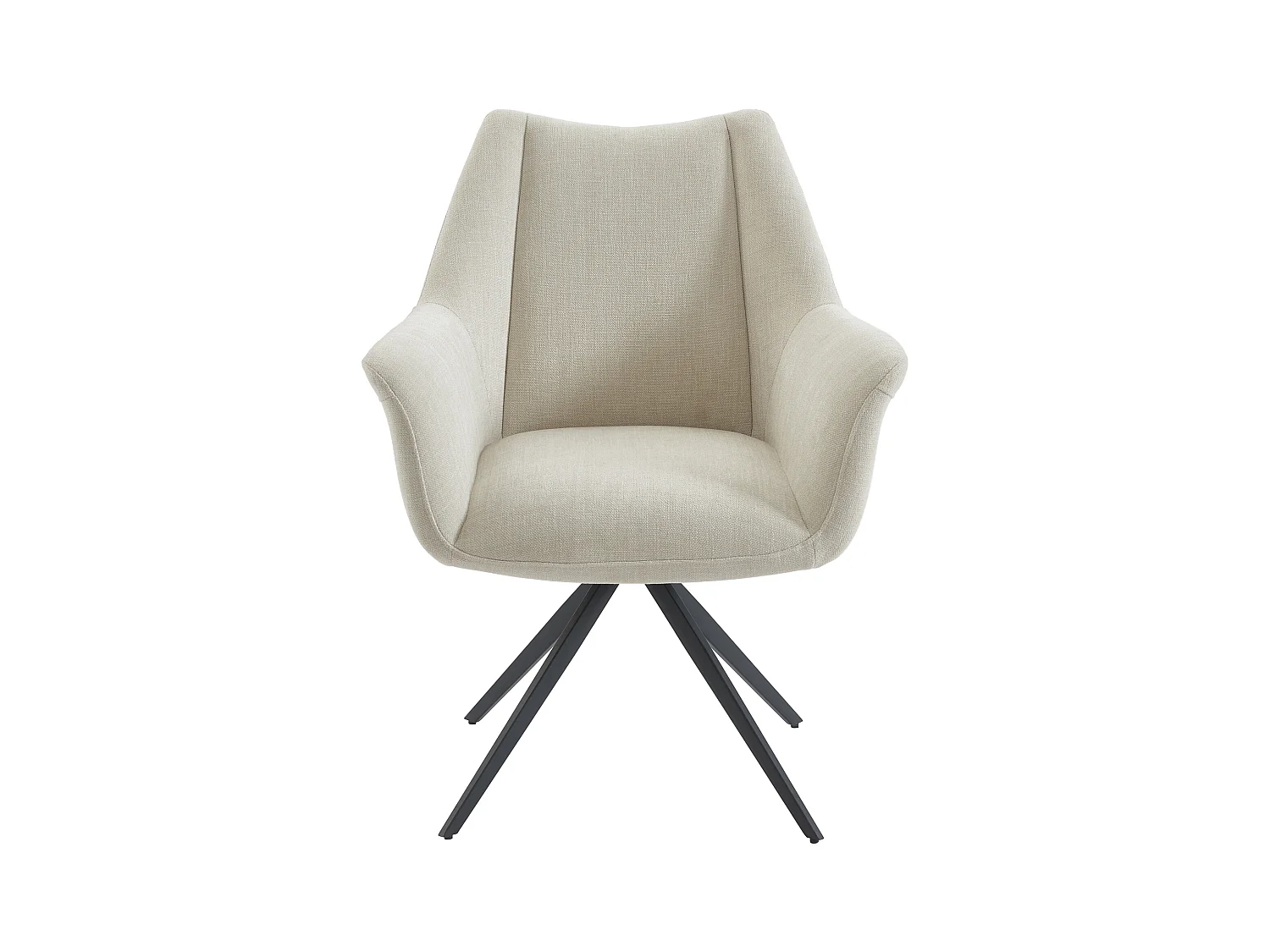 Set van 6 stoelen met armleuningen van stof en zwart metaal - Beige - KARDESA van Maison Céphy