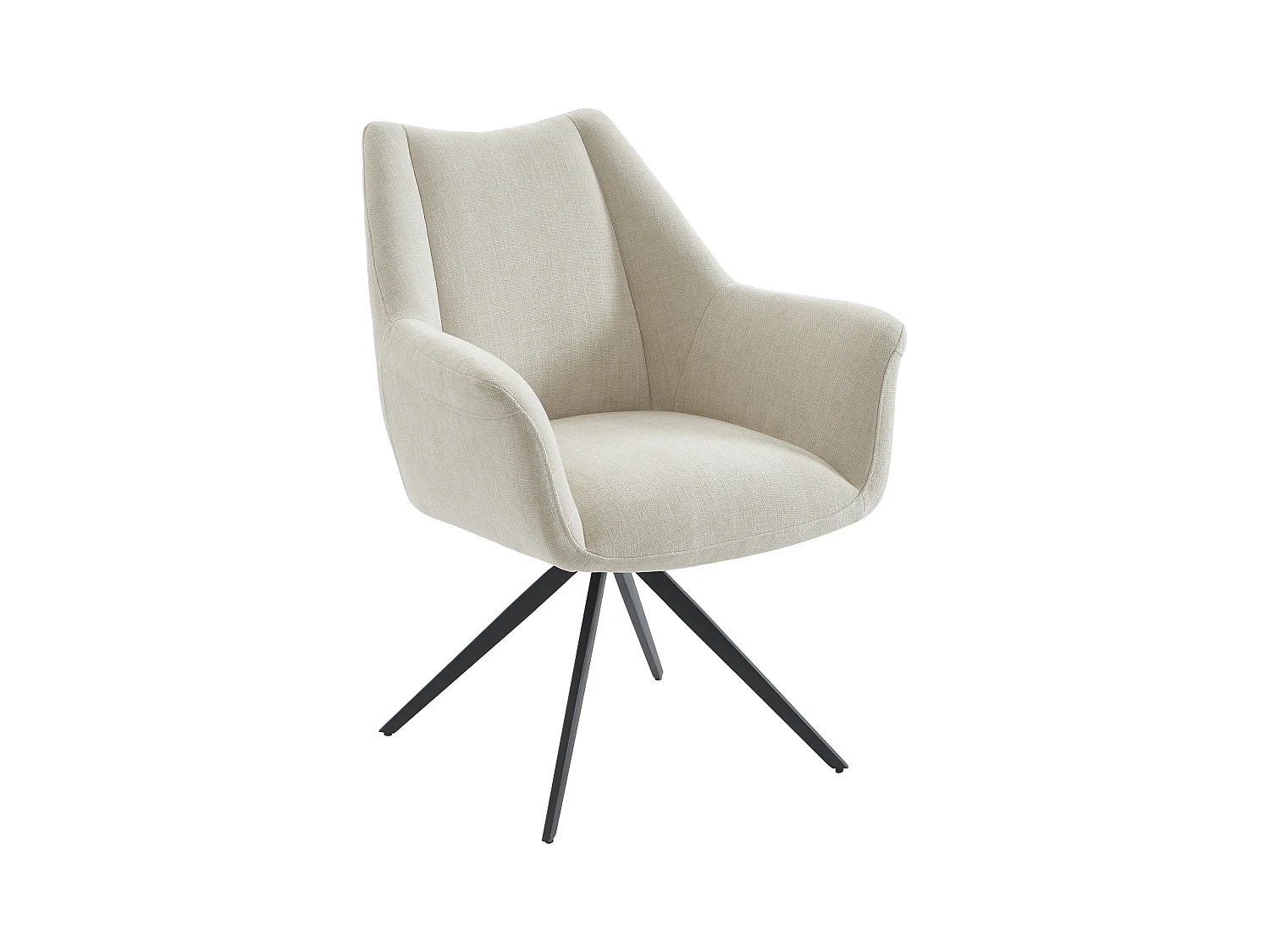 Set van 6 stoelen met armleuningen van stof en zwart metaal - Beige - KARDESA van Maison Céphy