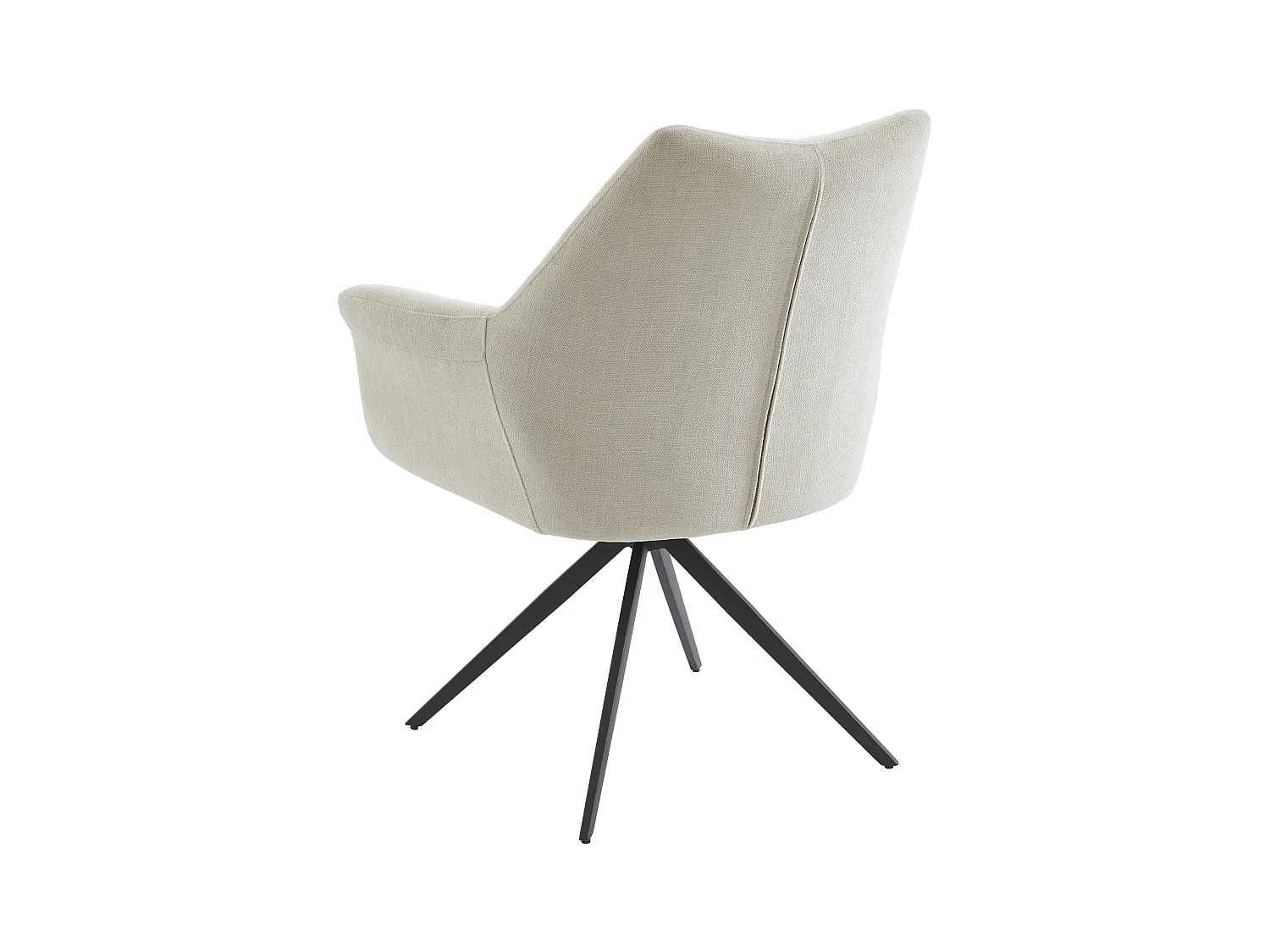 Set van 6 stoelen met armleuningen van stof en zwart metaal - Beige - KARDESA van Maison Céphy