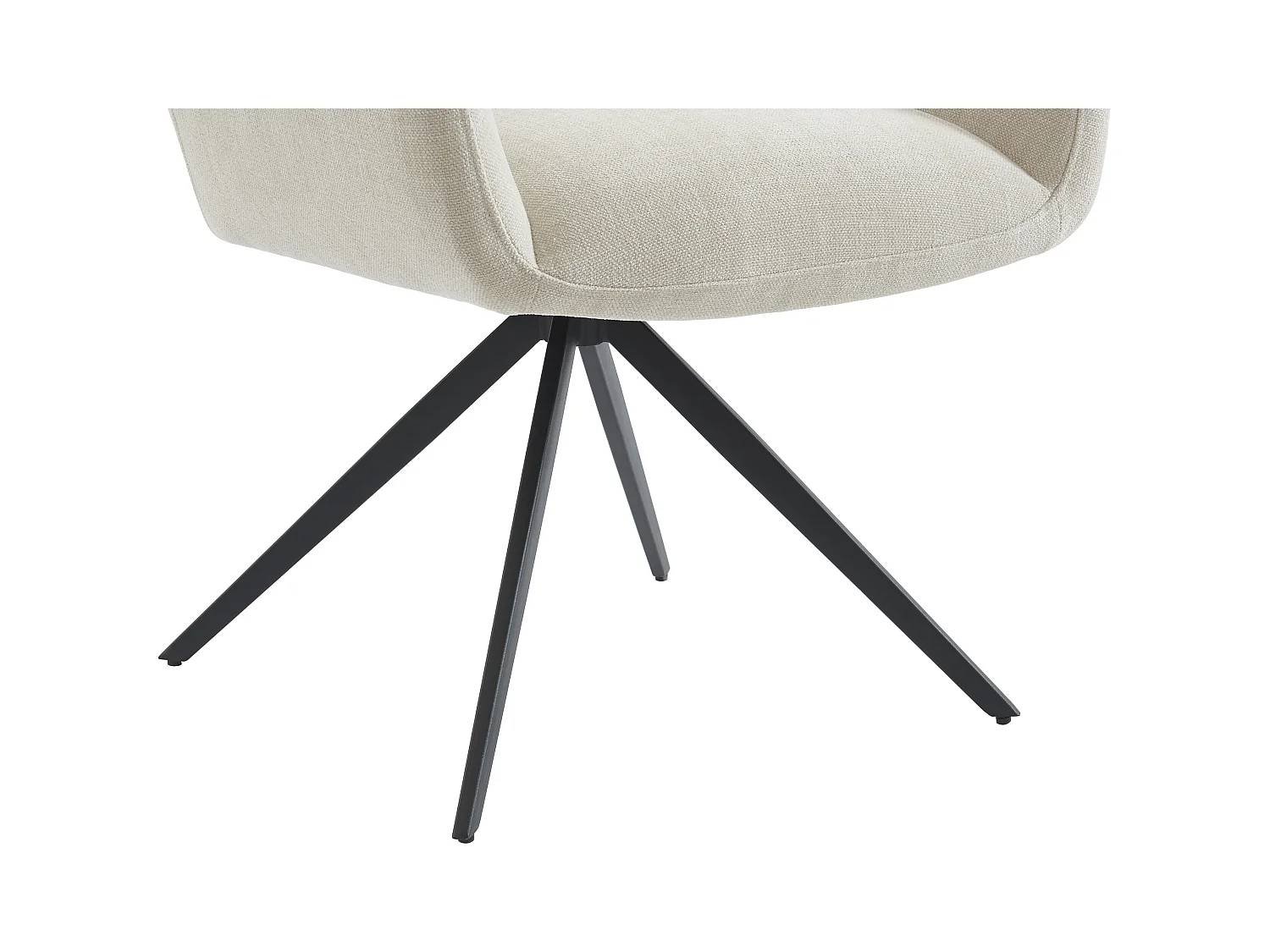 Set van 6 stoelen met armleuningen van stof en zwart metaal - Beige - KARDESA van Maison Céphy