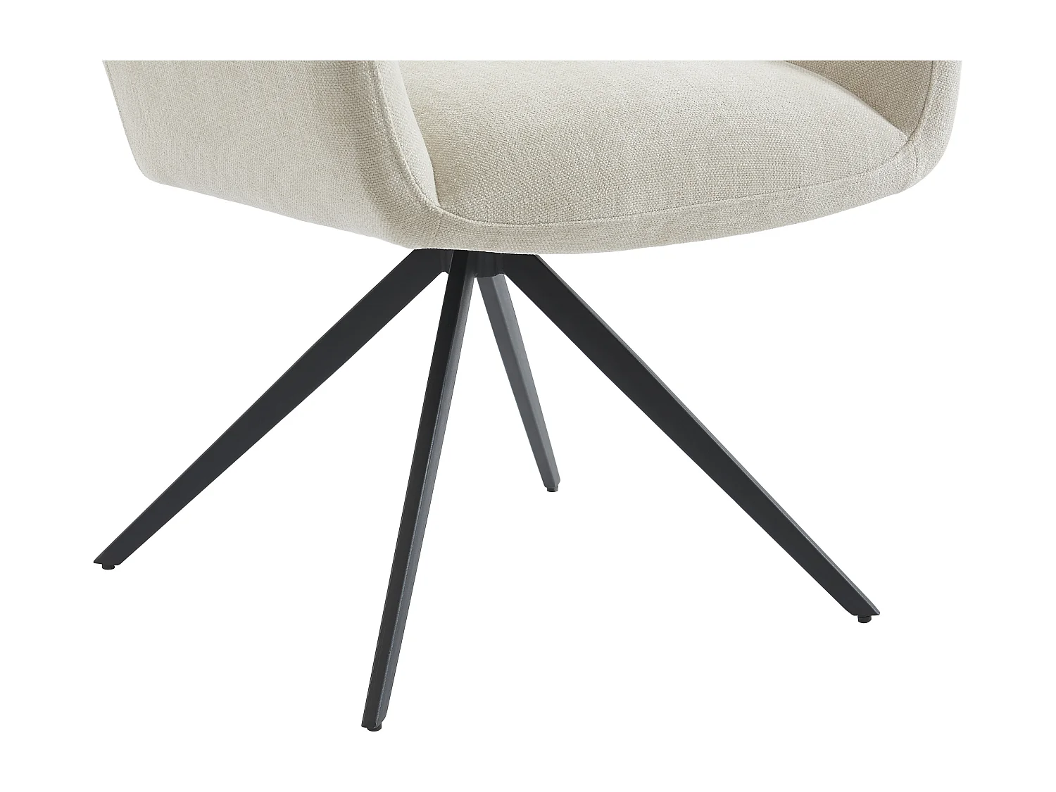 Lot de 6 chaises avec accoudoirs en tissu et métal noir - Beige - KARDESA de Maison Céphy