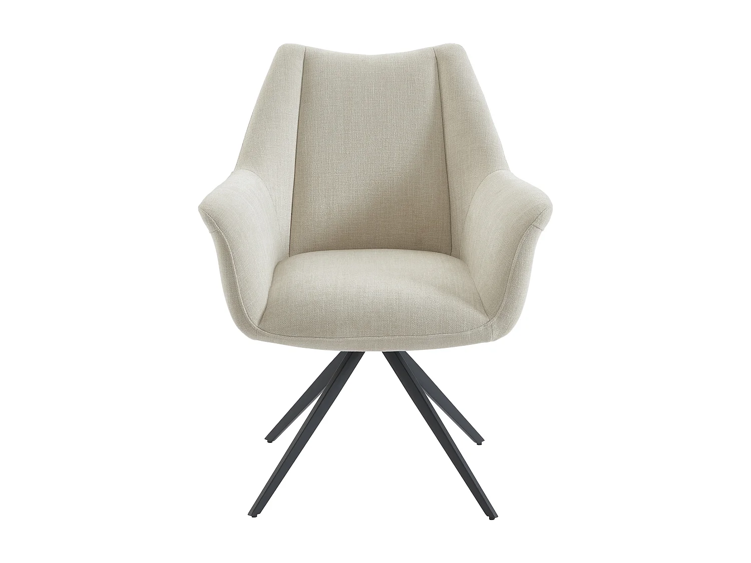 Lot de 6 chaises avec accoudoirs en tissu et métal noir - Beige - KARDESA de Maison Céphy