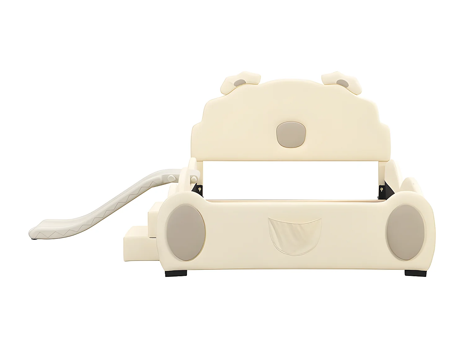 Kunstleren kinderbed 140x200 cm - met glijbaan en ladder - Beige