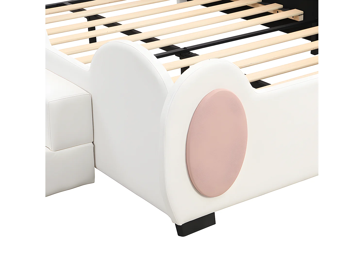 Kinderbett aus Kunstleder 140x200 cm – mit Rutsche und Leiter – mit LED und Fernbedienung – Pink