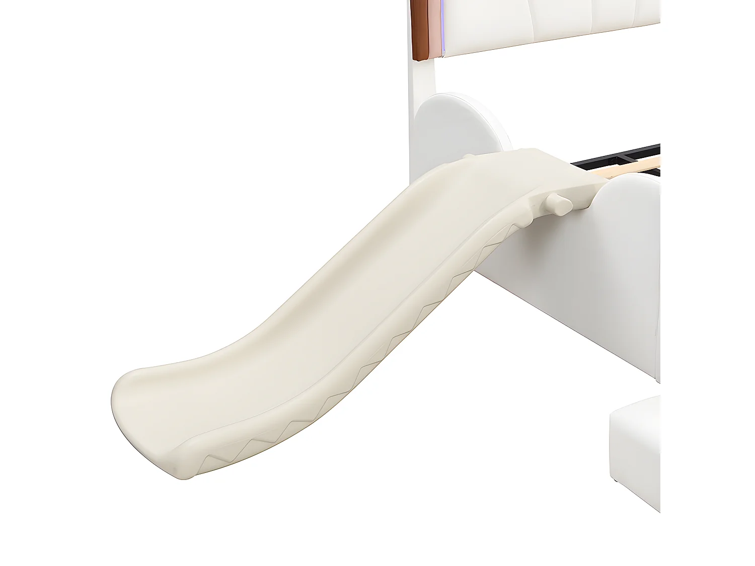 Kinderbett aus Kunstleder 140x200 cm – mit Rutsche und Leiter – mit LED und Fernbedienung – Pink