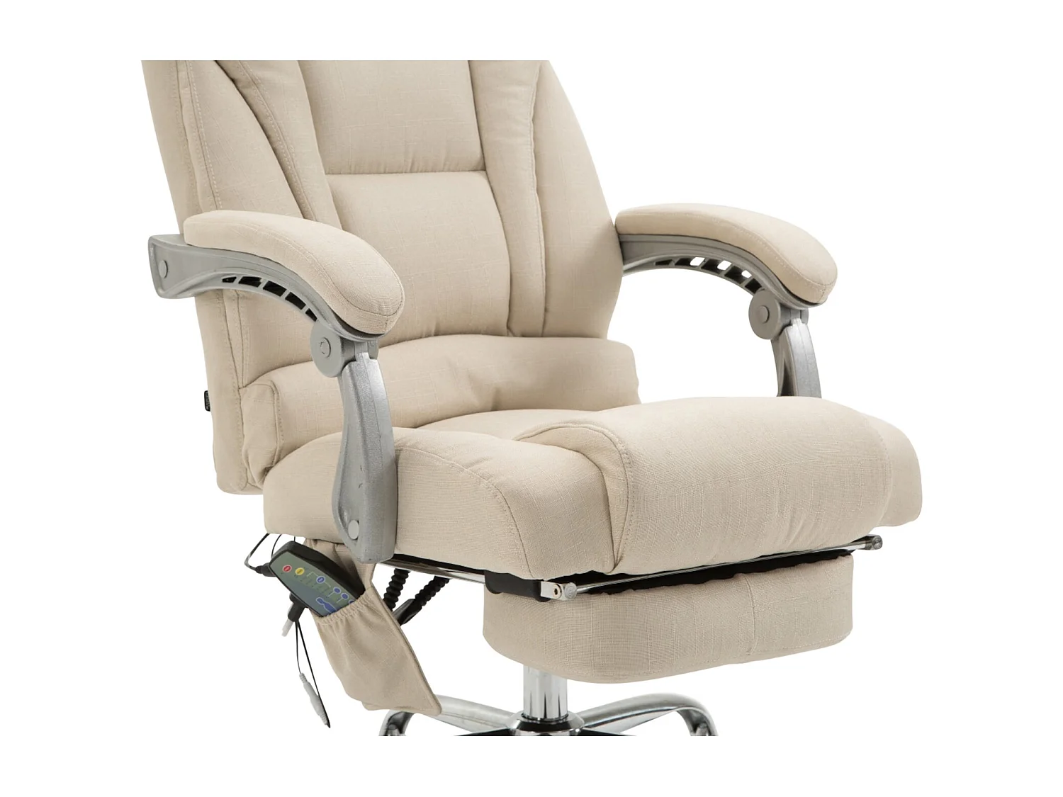 Chaise de bureau - Tissu & Métal chromé - Crème - Pacific