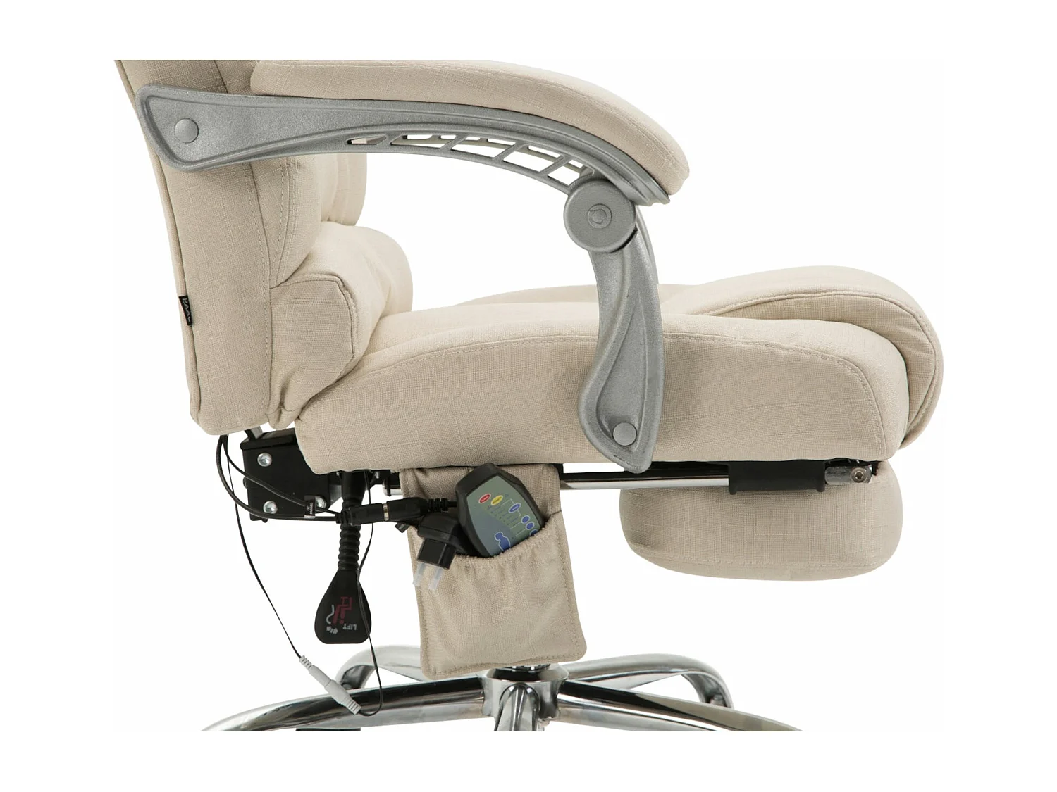 Chaise de bureau - Tissu & Métal chromé - Crème - Pacific