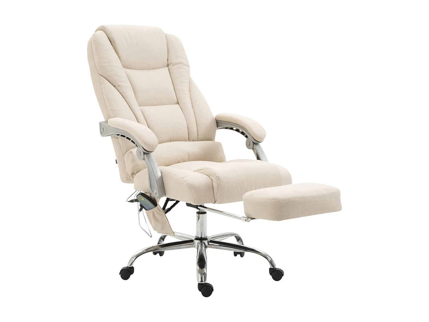 Chaise de bureau - Tissu & Métal chromé - Crème - Pacific