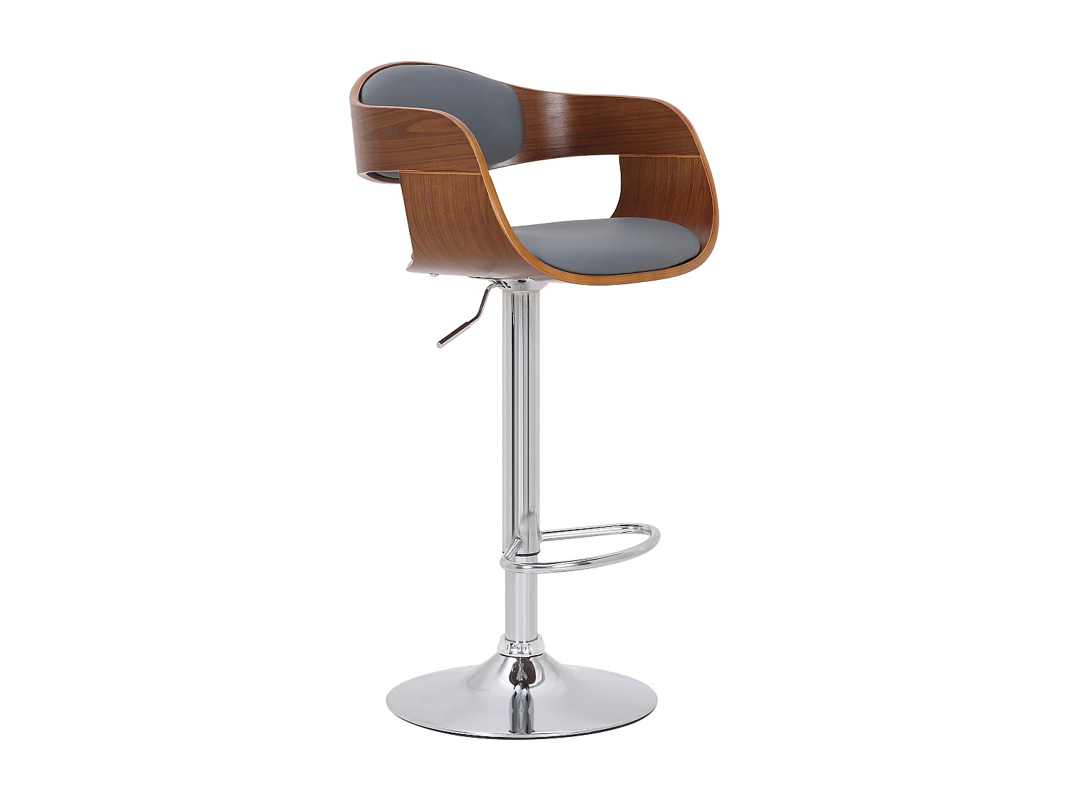 Lot de 2  Tabouret de bar - Similicuir - Noyer / Gris - Kingston