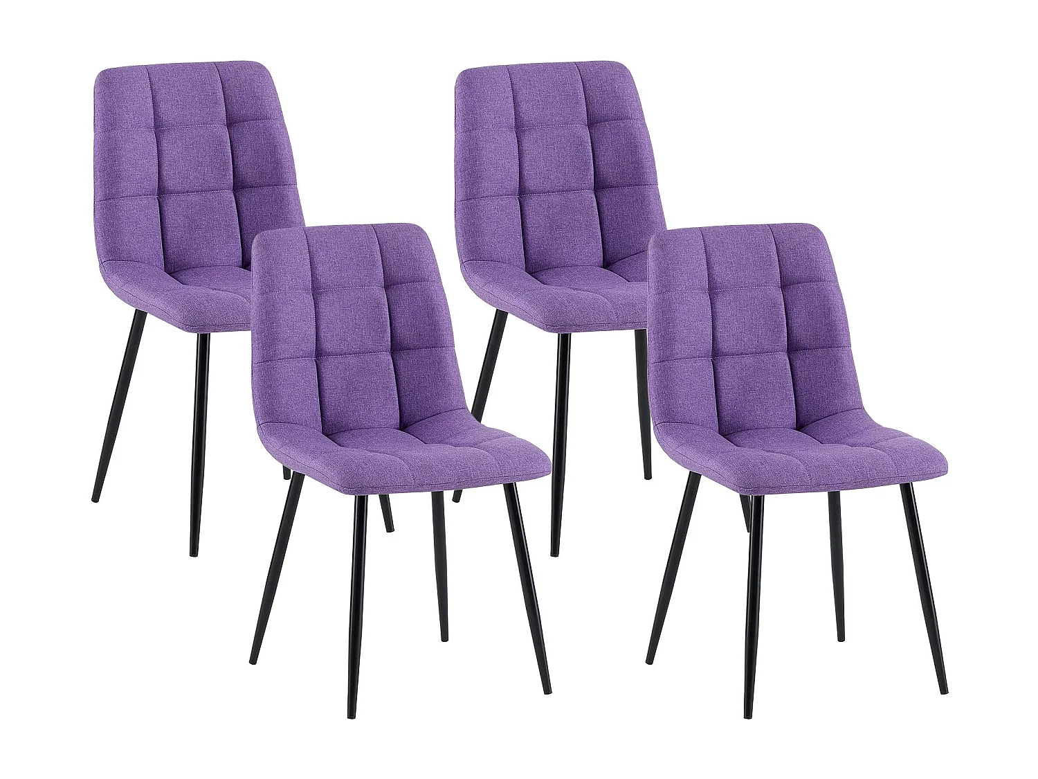 Lot de 4  chaise salle à manger - Tissu - Violet - Antibes