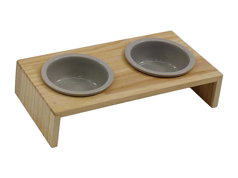 Gamelle double avec support en pin