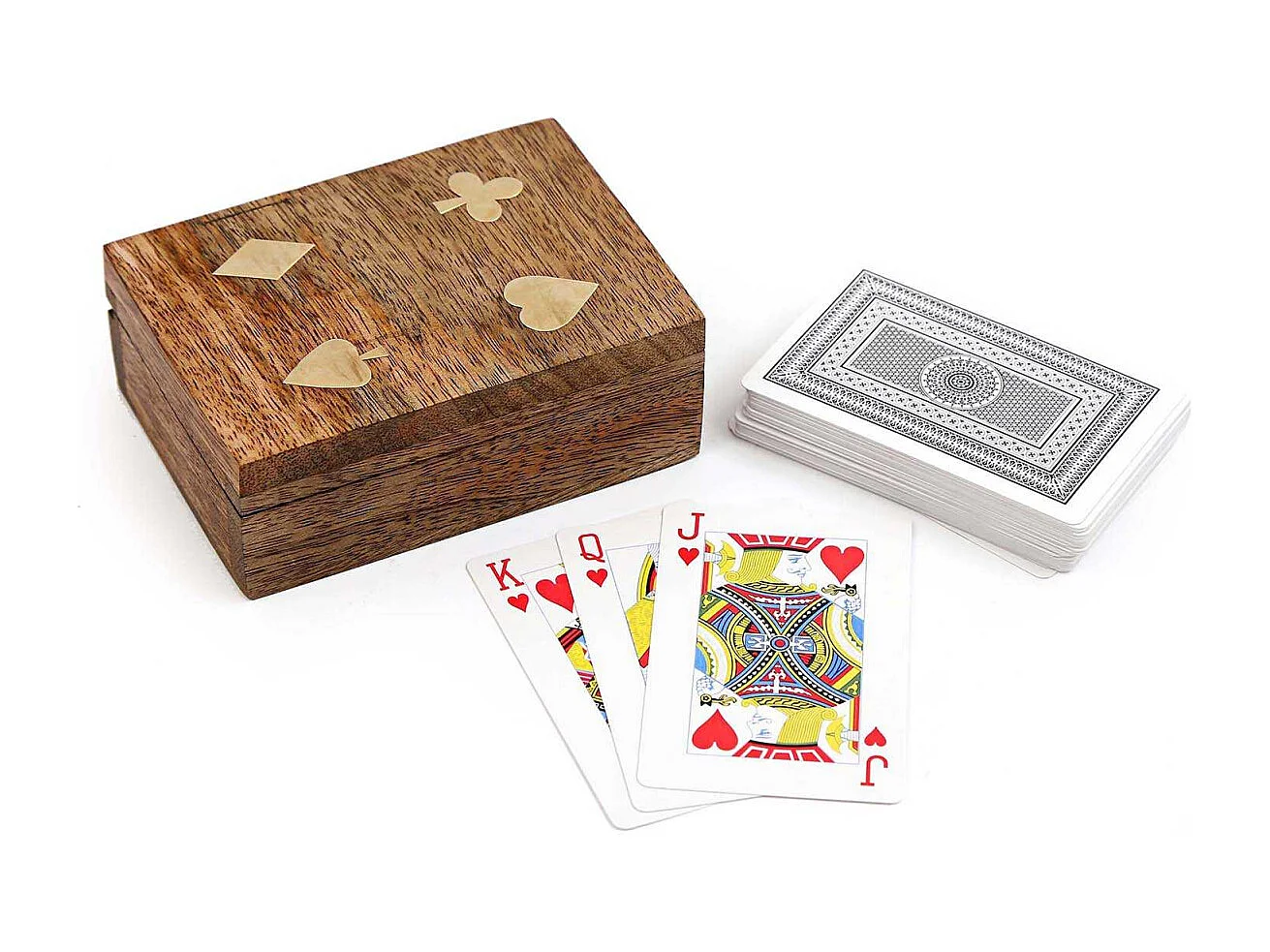 Jeu de cartes avec boite de rangement en manguier
