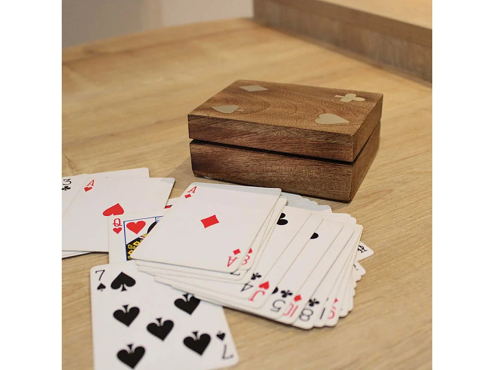 Jeu de cartes avec boite de rangement en manguier